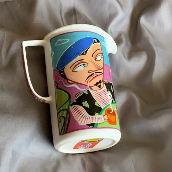 Vintage Martin Ansola art Paris couple with coffee whimsical pitcher - Picture 12 of 13